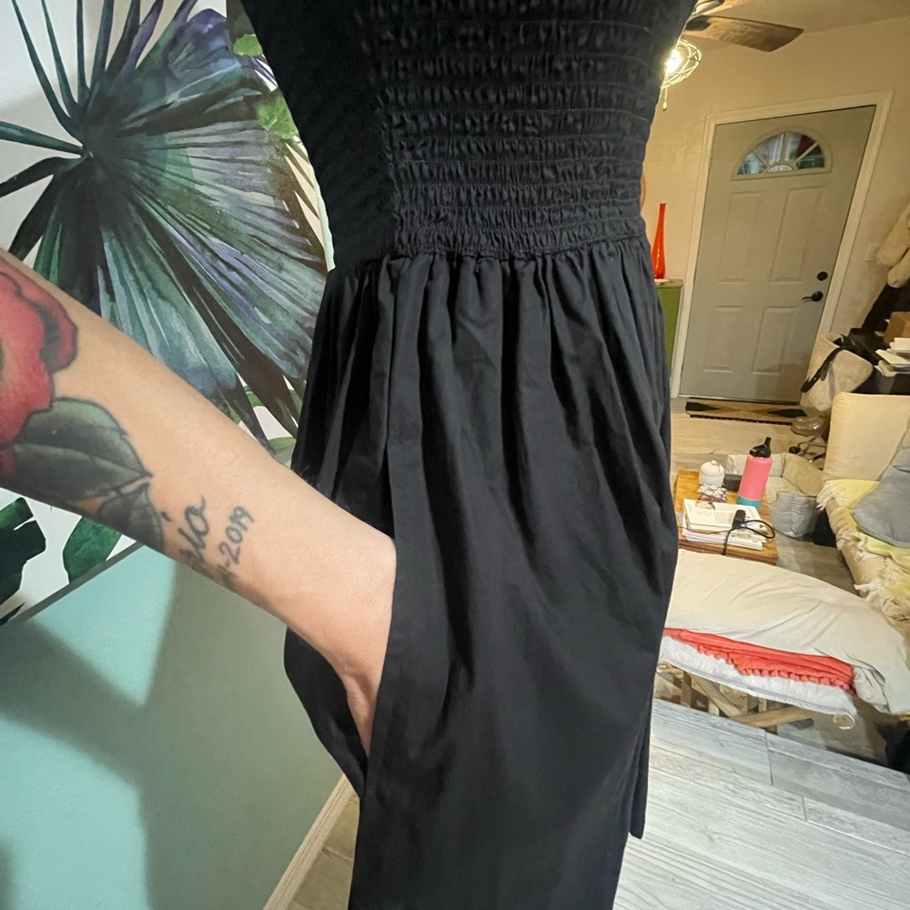 🖤 French Connection Black Smocked Top Dress - Picture 6 of 8